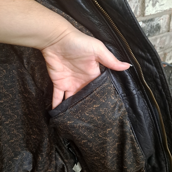 Final price! Last day! Men's black brown leather bomber jacket - Picture 4 of 11